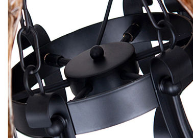 64cm Wysokość Wielkie Retro kutego żelaza żyrandol ze szkła bursztynowego światła / lampy do łazienki