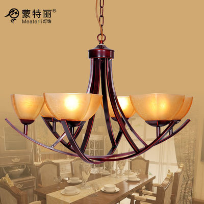 Hotel Classic Lampa wisząca 6-Light kute żyrandol z Bordeaux Side-wycierając Lamp