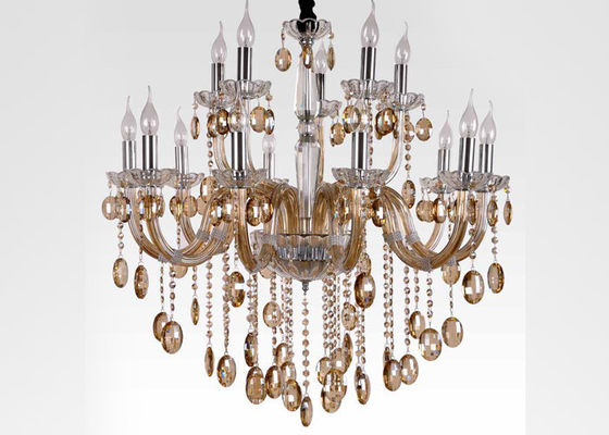 Luxury Art Glass Nowoczesne Żyrandole duży hotel z galwanicznie Cognac 1500W