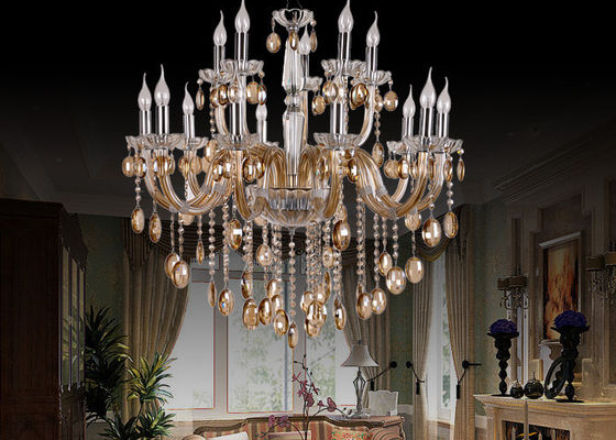 Luxury Art Glass Nowoczesne Żyrandole duży hotel z galwanicznie Cognac 1500W
