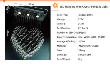 Jadalnia wisiorek kryształ Light, 3pcs * 3W Żyrandol Światła