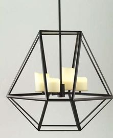 Szkło wewnątrz świecy Świecznik Led Lights, Szeroki czerni żelaza Cage Lampa wisząca