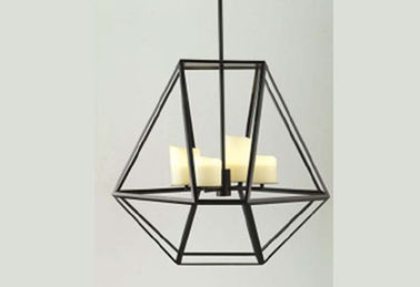 Szkło wewnątrz świecy Świecznik Led Lights, Szeroki czerni żelaza Cage Lampa wisząca