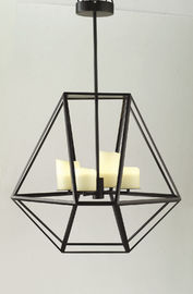 Szkło wewnątrz świecy Świecznik Led Lights, Szeroki czerni żelaza Cage Lampa wisząca