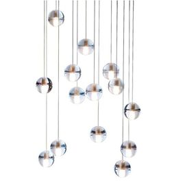 Jasnego kryształu Szkło Ball Lights LED Żyrandol Transparent Zawieszony wisiorek